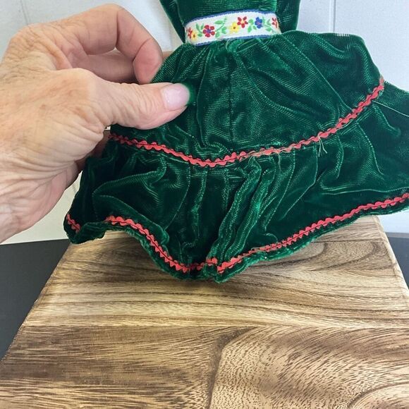 Native American Doll Green Velvet Dress Beaded Handmade 9" Vintage - Picture 6 of 10